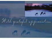 Holiday Greeting Cards H7055. Business Greeting Card with an Image of Deer in Winter. Box Set Has 25 Greeting Cards and 26 White with Silver Foil Lined Envelo