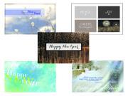 New Year Greeting Card Assortment VP1505. Business Greeting Cards Featuring 5 Different New Year Greeting Cards. Box Set Has 25 Greeting Cards and 26 White wi