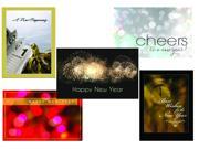 New Year Greeting Card Assortment VP1506. Business Greeting Cards Featuring 5 Different New Year Greeting Cards. Box Set Has 25 Greeting Cards and 26 White wi