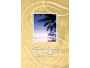 Holiday Greeting Cards H8013. Business Greeting Card with an Image of the Ocean and Palm Trees. Box Set Has 25 Greeting Cards and 26 White with Gold Foil Line