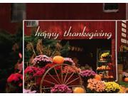 Thanksgiving Greeting Cards TH8002. Business Greeting Card Featuring a Wagon Filled with Pumpkins and Flowers. Box Set Has 25 Greeting Cards and 26 White with