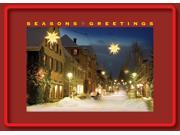 Holiday Greeting Cards H6031. Business Greeting Card with an Image of a Small Town in Winter. Box Set Has 25 Greeting Cards and 26 White with Red Foil Lined E