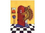 Thanksgiving Greeting Cards Talk Turkey TT100. Business Greeting Card Featuring a Funny Turkey Stepping Into a Front Door. Box set has 25 Greeting Cards and