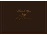 Thank You Greeting Cards T9013. Business Greeting Card Featuring an Acorn and Leaf on a Brown Background and a Thank You Message. Box Set Has 25 Greeting Card