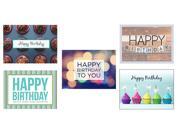 Birthday Greeting Card Assortment VP1603. Business Greeting Cards Featuring Five Different Birthday Cards. Box Set Has 25 Greeting Cards and 26 Bright White E
