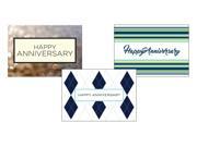 Anniversary Greeting Card Assortment VP1602. Business Greeting Cards Featuring Three Different Anniversary Greeting Cards. Box Set Has 25 Greeting Cards and 2