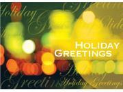 Holiday Greeting Cards H7045. Business Greeting Card with Background Lights and Holiday Greetings Message. Box Set Has 25 Greeting Cards and 26 White with Gol