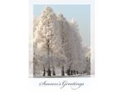 Holiday Greeting Cards H1509. Business Greeting Card with an Image of Snow Covered Trees. Box Set Has 25 Greeting Cards and 26 White with Silver Foil Lined En