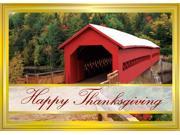 Thanksgiving Greeting Cards TH1201. Business Greeting Card Featuring an Old Red Covered Bridge. Box Set Has 25 Greeting Cards and 26 White with Gold Foil Line