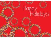 Holiday Greeting Cards H1103. Business Greeting Card with an Image of Colorful Circles and Happy Holidays. Box Set Has 25 Greeting Cards and 26 White with Red