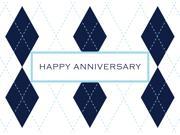 Anniversary Greeting Cards A1603. Business Greeting Card Featuring an Image of Happy Anniversary on a Plaid Design Background. Box Set Has 25 Greeting Cards a