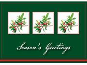 Holiday Greeting Cards H1202. Business Greeting Card with Holly Berries and Season s Greetings Message. Box Set Has 25 Greeting Cards and 26 White with Red Fo