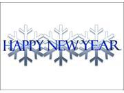 New Year Greeting Cards Happy New Year HNY100. Business Greeting Card with Snowflakes and Happy New Year in Blue Shades. Box Set has 25 Greeting Cards and 26 Wh