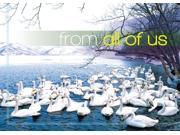 Holiday Greeting Cards H1001. Business Greeting Card with an Image of Swans on a Winter Pond. Box Set Has 25 Greeting Cards and 26 White with Gold Foil Lined