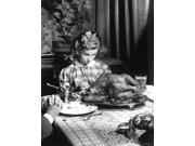 Thanksgiving Greeting Cards Grace G100. Business Greeting Card with an Image of a Hungry Girl at a Thanksgiving Dinner Table. Box Set has 25 Greeting Cards