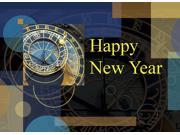 New Year Greeting Cards Clock Tower CT100. Business Greeting Card with an Image of a Clock and Saying of Happy New Year. Box Set has 25 Greeting Cards and 2