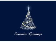 Holiday Greeting Cards H1506. Business Greeting Card with an Image of a Bright Twinkling Christmas Tree. Box Set Has 25 Greeting Cards and 26 White with Gold