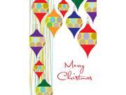 Holiday Greeting Cards H1132. Business Greeting Card with Colorful Graphic Hanging Ornaments and a Christmas Message. Box Set Has 25 Greeting Cards and 26 Whi