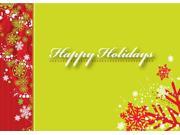 Holiday Greeting Cards H1209. Business Greeting Card with Happy Holidays and Snowflakes on the Front. Box Set Has 25 Greeting Cards and 26 White with Red Foil
