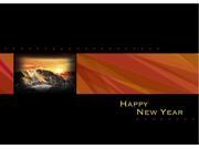 New Year Greeting Cards N9001. Business Greeting Card with an Image of a Sunset over a Mountain Range. Box Set Has 25 Greeting Cards and 26 White with Gold Fo