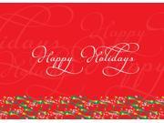 Holiday Greeting Cards H1114. Business Greeting Card with a Red Background and Happy Holidays. Box Set Has 25 Greeting Cards and 26 White with Red Foil Lined