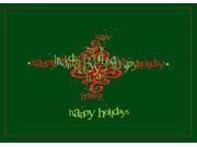 Holiday Greeting Cards H1006. Business Greeting Card with Happy Holidays Spelled Out Several Times in a Fun Design. Box Set Has 25 Greeting Cards and 26 White