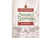 Holiday Greeting Cards H1508. Business Greeting Card with a Christmas Tree and Season s Greetings on a Wooden Background. Box Set Has 25 Greeting Cards and 26