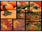 Thanksgiving Greeting Cards Colorful Collage CC100. Business Greeting Card with a Collage of Autumn Images. Box Set has 25 Greeting Cards and 26 Pumpkin Ora