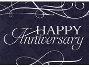 Anniversary Greeting Cards A1701. Business Greeting Card Featuring Happy Anniversary with Script Designs on a Navy and Floral Background. Box Set Has 25 Greet