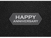 Anniversary Greeting Cards A1702. Business Greeting Card Featuring Happy Anniversary on a Black Background with Leather Design. Box Set Has 25 Greeting Cards