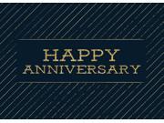 Anniversary Greeting Cards A1703. Business Greeting Card Featuring Happy Anniversary with Gold Stripe Designs on a Black Background. Box Set Has 25 Greeting C