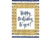 Birthday Greeting Cards B1704. Business Greeting Card Featuring a Birthday Message With a Golden Confetti and Navy Stripe Design. Box Set Has 25 Greeting Card