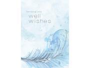 Get Well Greeting Cards GW1701. Business Greeting Card Featuring a Get Well Message on a Light Blue Background with Feather Designs. Box Set Has 25 Greeting C