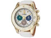 3H Italia Women s CH1M Tintangraph Automatic Chronograph Gold IP MOP Dial Beige Leather Date Wristwatch