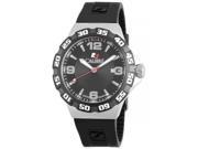 Calibre Men s SC 4L1 04 007 Lancer Stainless Steel Luminous Black Dial Black Rubber Date Wristwatch