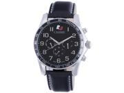 Calibre Men s SC 4B1 04 007 Buffalo Luminous Black Dial Black Leather Day Date Wristwatch