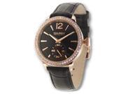 Haurex Women s FH341DNH Grand Class Crystals Black Leather Wristwatch
