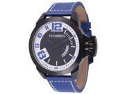 Haurex Italy Men s Watch 6N509UBB Storm Blue Genuine Leather T Crown Date