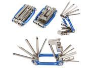 TRIXES Chrome and Blue Compact Folding Bike Multi Tool Socket Wrench Hex Keys Screwdriver Set