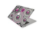 Hot Pink and Black Flower Buds Skin 12 Inch Apple MacBook Complete Coverage Top Bottom Inside Decal Sticker
