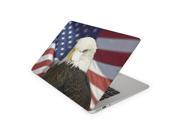 Focused Bald Eagle with Windy American Flag Skin 11 Inch Apple MacBook Air Complete Coverage Top Bottom Inside Decal Sticker