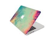 Wrinked Teal and Pink Watercolored Paper Skin 13 Inch Apple MacBook Pro without Retina Display Top Lid and Bottom Decal Sticker