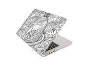 Sketched Black and White Peacock Design Skin 15 Inch Apple MacBook Without Retina Display Complete Coverage Top Bottom Inside Decal Sticker