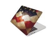 Folded American Flag With Brown Stain Skin 15 Inch Apple MacBook Pro With Retina Display Top Lid and Bottom Decal Sticker