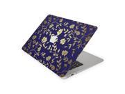 Gold Leaf Flowers over Royal Blue Backdrop Skin for the 13 Inch Apple MacBook Air Top Lid Only Decal Sticker