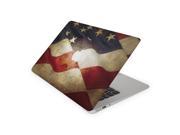 Folded American Flag With Brown Stain Skin 12 Inch Apple MacBook Complete Coverage Top Bottom Inside Decal Sticker