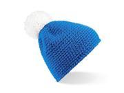 Beechfield Slopeside Waffle Beanie BB433 Sapphire Blue White One Size