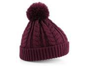 Beechfield Cable Knit Snowstar Beanie B454 Burgundy O S