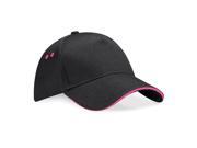 Beechfield Ultimte Sandwich Peak Cap Black Fuchia O S B15C