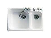 Rohl 6327 00 Kit Allia 1 1 2 Bowl Kitchen Sink In White Fire
